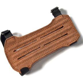 Leather Arm Guards | Bow Arm Protector 2 Strap Archery Guard | High-Grade Adjustable Leather Armguard | Hunting Accessories & Archery Sports 19X10CM (Brown)