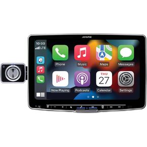 Alpine iLX-F511 Halo 11 Floating Hi-Res Multimedia Receiver with Wireless Apple CarPlay Android Auto and Alpine RUX-H02 Addon Remote Bass Knob for Halo Multimedia Receivers Bundle