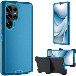 for Samsung Galaxy S25 Ultra case, S25 Ultra Heavy Duty case,with A Tempered Glass Screen Protector, [Military Grade Protective ] [Shockproof] [Dropproof] [Dust-Proof] (with Belt Clip-Black)