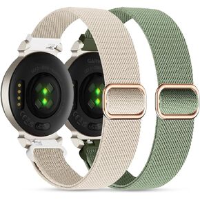 Elastic Nylon Bands Compatible with Garmin Lily 2, 14mm Stretchy Nylon 2 Pack Soft Loop Straps Quick Release Replacement Adjustable Wristband for Lily 2 Classic/Active Smart Watch Accessory for Women