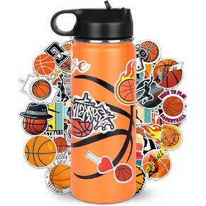 Basketball Gifts for 8-12 Boys Girls,Basketball Water Bottles and 50PCS Stickers Dirp Stuff for Player Kid(18OZ)