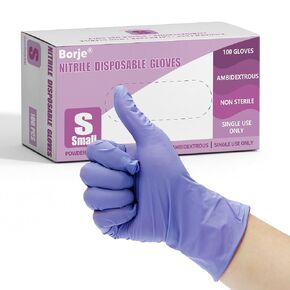 Borje Nitrile Exam Gloves, Disposable Medical Gloves, Latex-Free, Powder-Free, Food Safe, Large, Box of 100