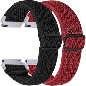 RuenTech 2 Pack Elastic Bands - Compatible for TOZO S6 & S5 Smart Watch Band, Adjustable Nylon Straps Replacement Wristbands for Women & Men
