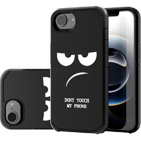 for iPhone 16E Case, Cute [Don't Touch My Phone] Shockproof Dual Layer Slim Protective Silicone Plastic Cover for Kids Boys Men Phone Case (iPhone 16e 2025 6.1-inch)
