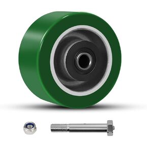 6" x 2" Industrial Casters, Polyurethane on Aluminum Wheel, Roller Bearing-1/2" Bore, Set of 4 Heavy Duty Caster Wheel with 5200 lbs Capacity (4 Pack)
