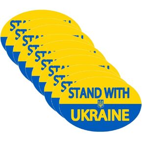 10 Pcs Stand with Ukraine Sticker Support Ukraine Ukrainian Flag Bumper Sticker Trucks Window Laptop Vinyl Decal Sticker 6X4 Inch