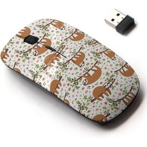 2.4G Wireless Mouse with Cute Pattern Design for All Laptops and Desktops with Nano Receiver - Cute Sloth on Tree