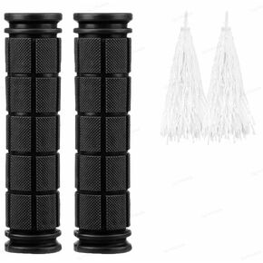 Bike Handle Grips with Tassel Streamers, Kids Non-Slip-Rubber Bicycle Handlebar Grips for Girls Boys, Suitable for BMX MTB Bicycle Mountain Bike Scooter Folding Bike