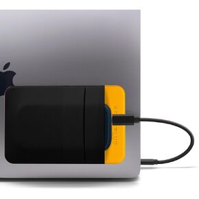 2-Pocket Adhesive Storage Pouch, Black & Yellow Two-Tone, Laptop Accessory Organizer for SSD, Magic Mouse, Cables