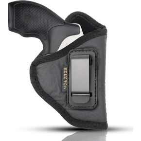 IWB Revolver Holster by Houston Gun Holsters - ECO Leather Concealed Carry Soft Material - Suede Interior for Protection - Fits Any 38 J Frames, S&W, Charter Arms, Rossi 38, Taurus, BG, LCR (Right)