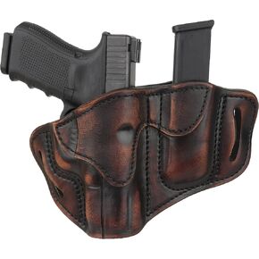 1791 GunLeather G19 Holster and Mag Pouch Combo - Right Hand OWB G19 Leather Holster for Belts - Compatible for Glock 19, 23, 26, 27, H&K VP40 and Springfield XDS