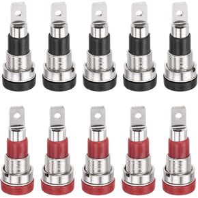 MECCANIXITY 4 Pcs Banana Jack, 24A 8 x 4mm Panel Mount/Soldering Banana Female Panel Socket Jack, 4mm Binding Post Adapter for Banana Plug Connectors, Red&Black