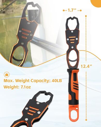 Fish Lip Gripper - 12.4" Aluminum Alloy Fish Grabber, Corrosion-Resistant Fish Holder for Saltwater, Max. 40lbs Scale with Non-retraction Jaws, Fishing Gear in Saudi Arabia
