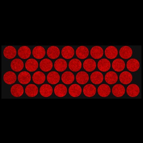 LiteMark Reflective Red 1 Inch Circle Sticker Decals for Helmets, Bicycles, Strollers, Wheelchairs and More - Pack of 36 in Kuwait