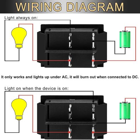 3PCS Rocker Toggle Switch AC 16A 250V/20A 125V DPST 4 Pins 2 Position ON/Off Yellow LED Yellow Illuminated Boat KCD4 Snap in Square Switch 12 PCS Terminal Wire Sheath (6.3mm/0.24inch) in Kuwait