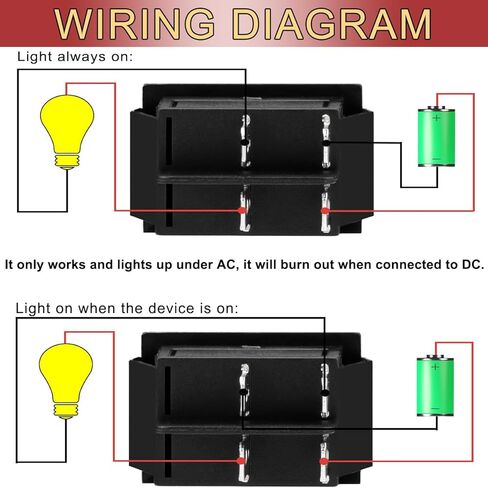 3PCS Rocker Toggle Switch AC 16A 250V/20A 125V DPST 4 Pins 2 Position ON/Off Yellow LED Yellow Illuminated Boat KCD4 Snap in Square Switch 12 PCS Terminal Wire Sheath (6.3mm/0.24inch) in Kuwait