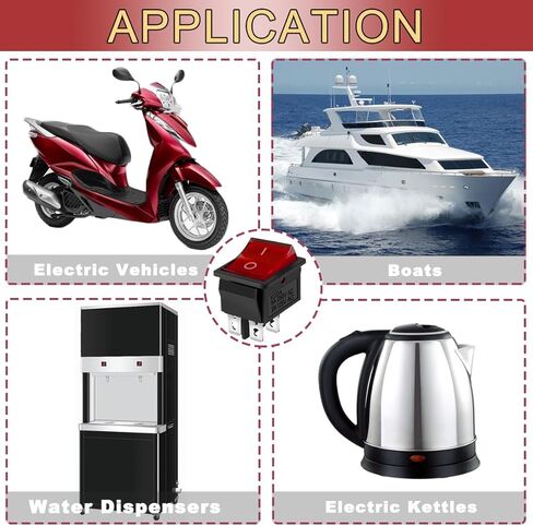 3PCS Rocker Toggle Switch AC 16A 250V/20A 125V DPST 4 Pins 2 Position ON/Off Yellow LED Yellow Illuminated Boat KCD4 Snap in Square Switch 12 PCS Terminal Wire Sheath (6.3mm/0.24inch) in Kuwait