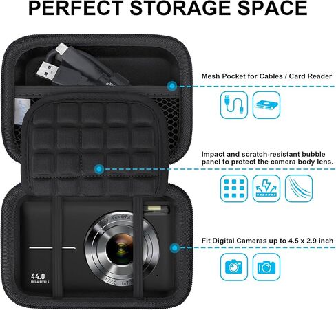 كاميرا LACDO CAMERATE CASE لـ CAMKORY DC403 ، KODAK PIXPRO FZ55 ، Canon PowerShot G7 X Mark II/SX740 ، Sony ZV-1F/RX100 VII ، Panasonic Lumix ZS99 Digital Camera Storage BAS TRAVE TRAVE ، Black+Black+ in Kuwait