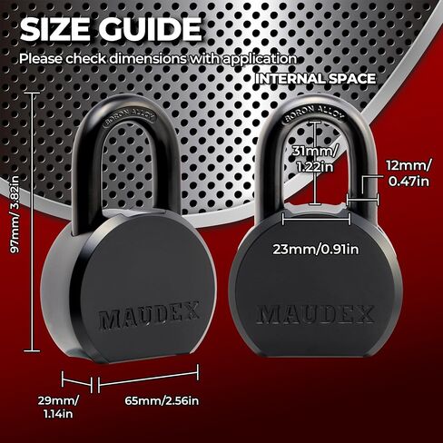 Maudex® PME65 Professional Grade Padlock - High Security with Boron Alloy Shackle, All-Weather Protection, 5 Brass Keys. for Storage Units, Gates & Commercial Security in Kuwait