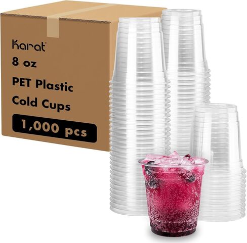 Karat [1,000 ct] 16oz Plastic Cups, Clear Disposable Cold Cup For Iced Coffee, Smoothies, and More, 98mm (C-KC16) in Kuwait