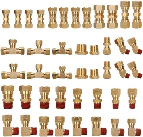 74Pcs DOT Air Brake Line Fittings Assortment,1/8",1/4",3/8",1/2",5/8" Brass Air Line Fittings for Quick Disconnection and Push-in of Tubing,Suitable for Air Lines Brake Systems,DOT Air fitting in Saudi Arabia