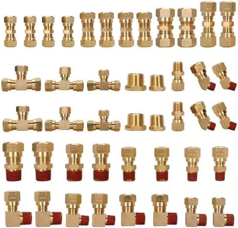 74Pcs DOT Air Brake Line Fittings Assortment,1/8",1/4",3/8",1/2",5/8" Brass Air Line Fittings for Quick Disconnection and Push-in of Tubing,Suitable for Air Lines Brake Systems,DOT Air fitting in Saudi Arabia