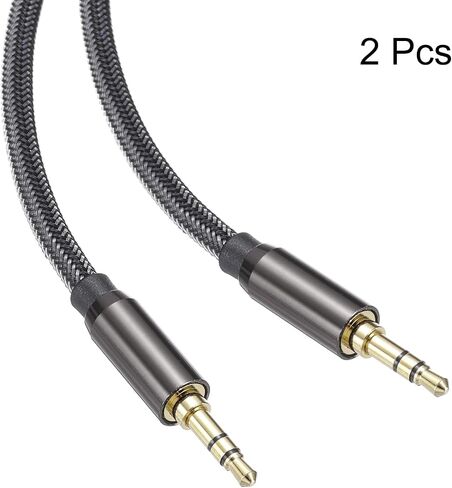 MECCANIXITY 3.5mm Aux Cable, 3.3 ft 3 Pole Nylon Braided Male to Male Audio Wire, Hi-Fi Stereo Sound Audio Wire Cord for Earphones, Smart Phones, Speakers,Black in Saudi Arabia