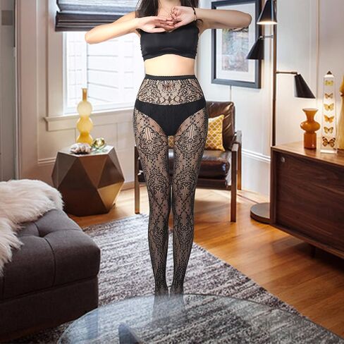 Women's Thigh High Stockings with Garter Belt Black Striped Fishnet Tights Suspender Pantyhose Stockings for Women Girls in Saudi Arabia