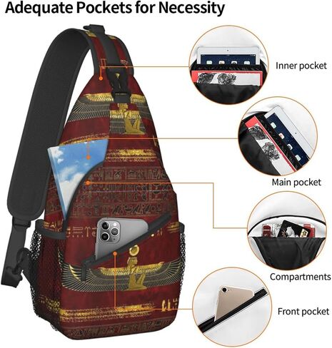 ASYG Ancient Egyptian Sling Bag Crossbody Chest Daypack Casual Backpack Egyptian Shoulder Bag Egyptian Decor in Saudi Arabia