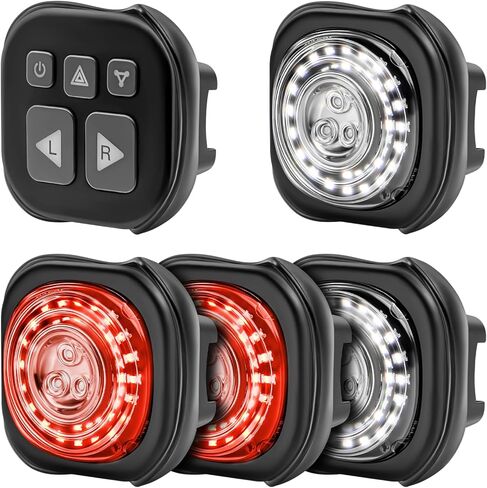 Luvan Smart Bike Light with Remote Controller - Sync Front & Rear LED Light Set, 5 Night & Daytime Mode | Turn Signals | Brake Lights, Rechargeable Bicycle Light for Night Riding, Dog, Running,Scooter in Kuwait