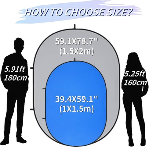 3.3 * 5 Ft Collapsible Backdrop Black White Pop Up Screen with Carrying Bag, Double Sided Foldable Backdrop Portable Background for Photography Auditions Headshots Gaming Streaming Video Calls in Kuwait