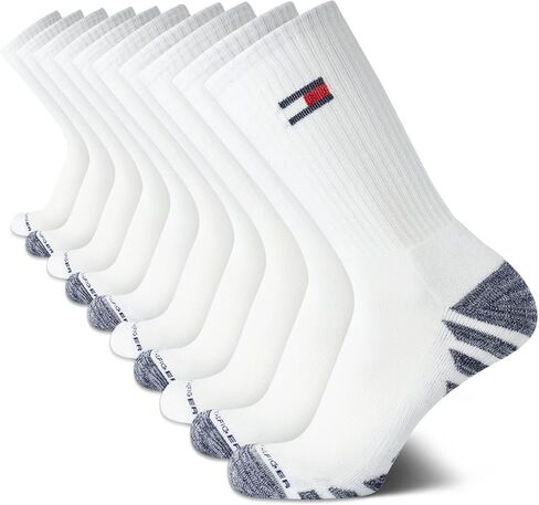 Tommy Hilfiger Men's Athletic Socks - Cushioned Crew Socks (10 Pack), Size 7-12, Navy/Grey/White in Kuwait