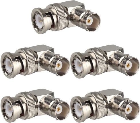 5PCS BNC Male to BNC Female Right Angle BNC Connectors Elbow Adapter 90 Degree RF Coax Cable Compatible with Security Cameras CCTV 2G 3G 6G HD SDI Video Transmitter Extension Cable Switcher in Saudi Arabia