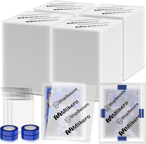 120 Pack Trading Card Shipping Protectors, 3.5'' x 4.5'' Plastic Trading Card Shipping Supplies with Tape Rolls, Precut Card Protector for Sports Cards Shipping in Kuwait