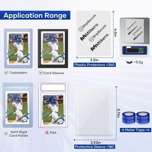 120 Pack Trading Card Shipping Protectors, 3.5'' x 4.5'' Plastic Trading Card Shipping Supplies with Tape Rolls, Precut Card Protector for Sports Cards Shipping in Kuwait