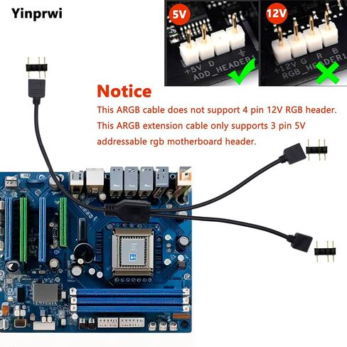 ARGB Splitter Cable 5V 3 Pin Addressable RGB Splitter ExtensionCable ARGB LED Sync Cable 1 to 3 Splitter Cable for Extend PC Computer ARGB Fans Or ARGB LED Series (2 Pack) in Saudi Arabia