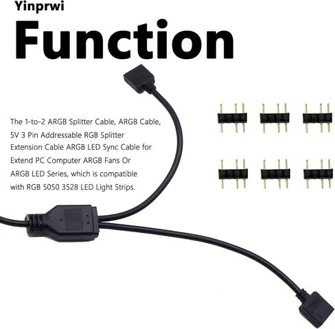 ARGB Splitter Cable 5V 3 Pin Addressable RGB Splitter ExtensionCable ARGB LED Sync Cable 1 to 3 Splitter Cable for Extend PC Computer ARGB Fans Or ARGB LED Series (2 Pack) in Saudi Arabia
