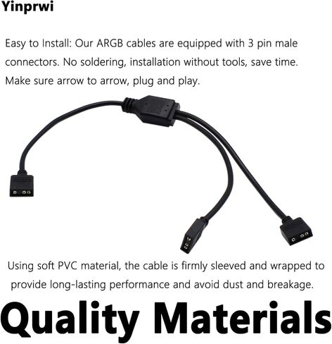 ARGB Splitter Cable 5V 3 Pin Addressable RGB Splitter ExtensionCable ARGB LED Sync Cable 1 to 3 Splitter Cable for Extend PC Computer ARGB Fans Or ARGB LED Series (2 Pack) in Saudi Arabia