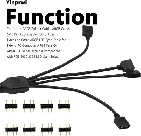 ARGB Splitter Cable 5V 3 Pin Addressable RGB Splitter ExtensionCable ARGB LED Sync Cable 1 to 3 Splitter Cable for Extend PC Computer ARGB Fans Or ARGB LED Series (2 Pack) in Saudi Arabia