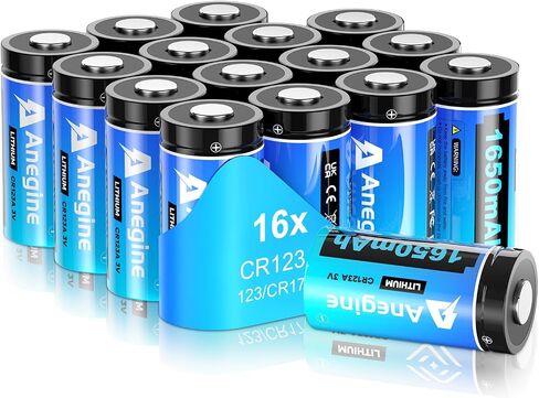 CR123A 3V Lithium Battery 20 Pack, 1650mAh 123A Lithium Batteries with PTC Protection CR17345, CR17335, 123A, CR123 3V Lithium Battery for Flashlight etc.10 Years Shelf Life (Non-Rechargeable) in Saudi Arabia