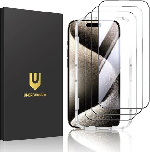 UNBREAKcable Screen Protector for iPhone 16 Pro, Pack of 3, HD Tempered Glass Screen Protector [Full Coverage] [Easy Installation][Free Bubbles][Only for Apple iPhone 16 Pro] in Saudi Arabia