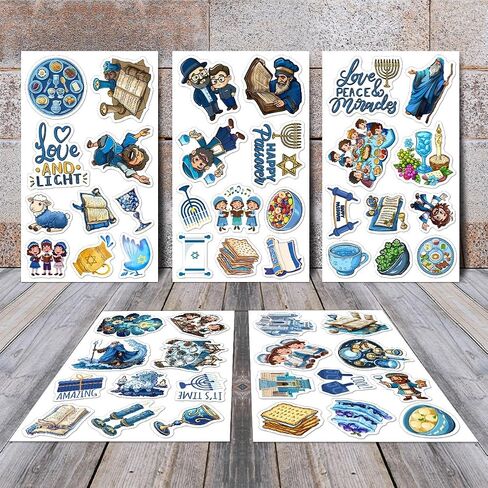 Pack 50 Pcs Cute Blue Happy Passover Stickers for Water Bottles Funny Laptop Cups Computer Scrapbooking Phone Teens Boys Adults Waterproof Aesthetic Sticker Small Vinyl Decals in Saudi Arabia