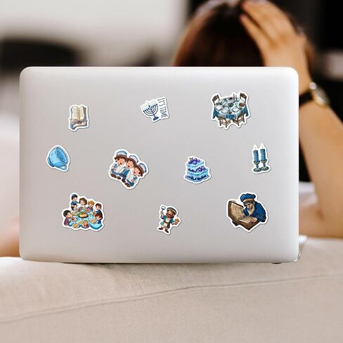 Pack 50 Pcs Cute Blue Happy Passover Stickers for Water Bottles Funny Laptop Cups Computer Scrapbooking Phone Teens Boys Adults Waterproof Aesthetic Sticker Small Vinyl Decals in Saudi Arabia