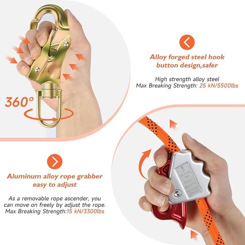 1/2 "× 8 بوصات طقم تسلق الأشجار الفولاذية ， Flipline لتسلق الأشجار ، وتسلق معدات الأشجار ， Arborist ， تسلق الأشجار تسخير in Saudi Arabia