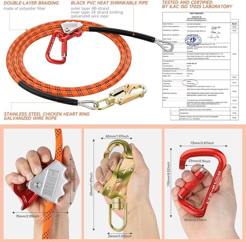 1/2 "× 8 بوصات طقم تسلق الأشجار الفولاذية ， Flipline لتسلق الأشجار ، وتسلق معدات الأشجار ， Arborist ， تسلق الأشجار تسخير in Saudi Arabia