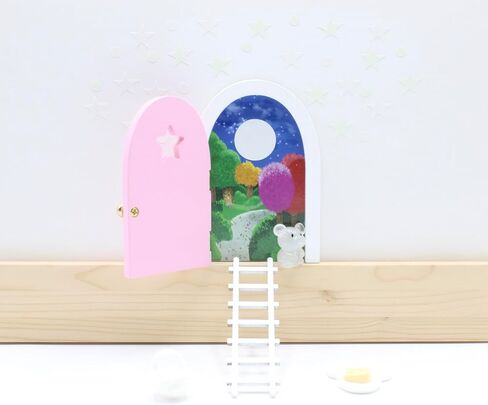 Qué Kawaii® MAGICAL Pérez mouse kit. DOOR THAT OPENS AND SHINES IN THE DARK!!! Wooden door and+crochet bag+Plate+Cheese+stars+little mouse that glows in the dark+6 certificates in Kuwait
