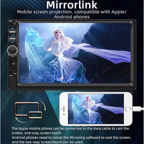 متوافق مع أجهزة Apple Carplay اللاسلكية والسلكية وستيريو السيارة Android Auto Double Din، وأجهزة استقبال راديو السيارة Android 11 مقاس 7 بوصة مع راديو FM/RDS، وبلوتوث، ووصلة مرآة، ونظام تحديد المواقع/WiFi/USB in Kuwait