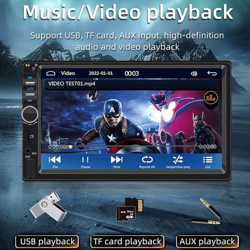 متوافق مع أجهزة Apple Carplay اللاسلكية والسلكية وستيريو السيارة Android Auto Double Din، وأجهزة استقبال راديو السيارة Android 11 مقاس 7 بوصة مع راديو FM/RDS، وبلوتوث، ووصلة مرآة، ونظام تحديد المواقع/WiFi/USB in Kuwait