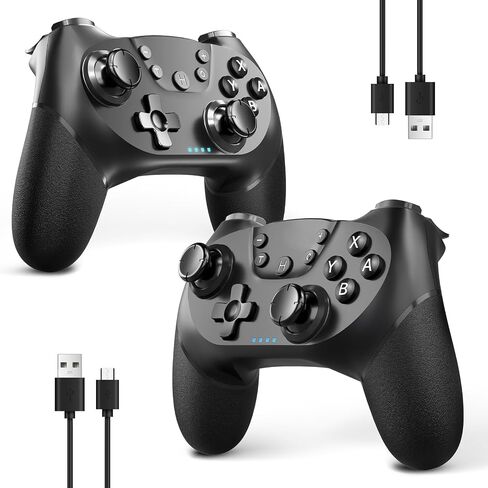 وحدة تحكم لاسلكية AceGamer لـ Switch Pro، وحدة تحكم مخصصة متوافقة مع Switch/Lite/OLED، مع مستشعر الدوران والجاذبية/اهتزاز مزدوج/Turbo/مريح غير قابل للانزلاق! قبعات الإبهام متضمنة! (جالاكسي) in Kuwait