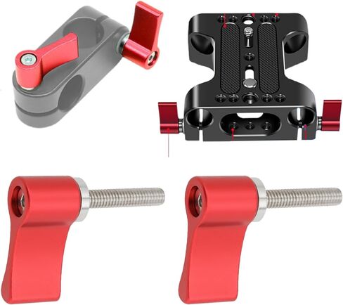 4PCS Male Threading Adjustable Screw M5 17mm Adjustable Thumb Lever Screw with Single Wing for Camera Equipment Rotary Thumb Knob Screw Red in Kuwait